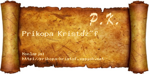 Prikopa Kristóf névjegykártya